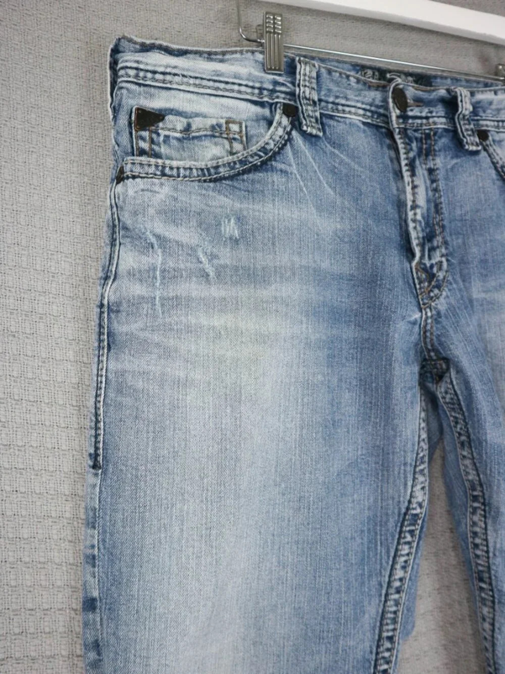 Silver Jeans Zac Jeans Mens 38x32 (fits 38x30) Light Wash Straight Stretch Denim - Picture 6 of 10